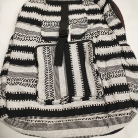 Black and white stripped backpack